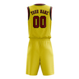 Custom Light Yellow Coral Red Basketball Set