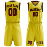 Custom Light Yellow Coral Red Basketball Set