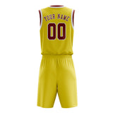 Custom Light Yellow Coral Red Basketball Set