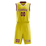 Custom Light Yellow Coral Red Basketball Set