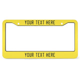Custom Light Yellow Black License Plate Frame