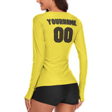 Custom Light Yellow Brown Women's Long-Sleeve Shirt