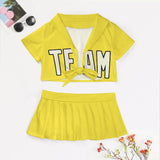 Custom Light Yellow Cream Cheerleading Uniform Set