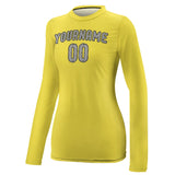 Custom Light Yellow Gray Women's Long-Sleeve Shirt