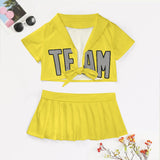 Custom Light Yellow Gray Cheerleading Uniform Set