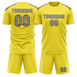 Custom Light Yellow Gray Soccer Jersey
