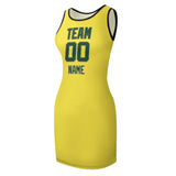 Custom Light Yellow Green Sleeveless Vest Dress