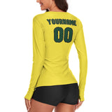 Custom Light Yellow Green Women's Long-Sleeve Shirt