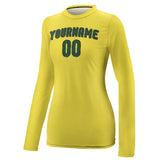 Custom Light Yellow Green Women's Long-Sleeve Shirt