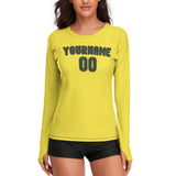 Custom Light Yellow Dark Green Women's Long-Sleeve Shirt