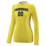 Custom Light Yellow Dark Green Women's Long-Sleeve Shirt