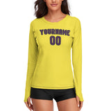 Custom Light Yellow Purple Women's Long-Sleeve Shirt