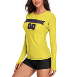 Custom Light Yellow Purple Women's Long-Sleeve Shirt