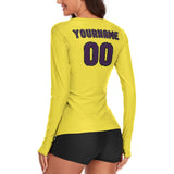 Custom Light Yellow Purple Women's Long-Sleeve Shirt