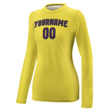 Custom Light Yellow Purple Women's Long-Sleeve Shirt