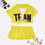Custom Light Yellow Purple Cheerleading Uniform Set