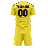 Custom Light Yellow Purple Soccer Jersey