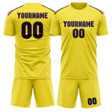 Custom Light Yellow Purple Soccer Jersey