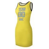 Custom Light Yellow Light Blue Sleeveless Vest Dress