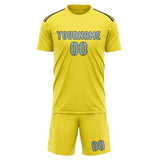 Custom Light Yellow Light Blue Soccer Jersey
