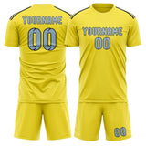 Custom Light Yellow Light Blue Soccer Jersey