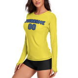 Custom Light Yellow Sky Blue Women's Long-Sleeve Shirt