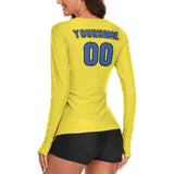 Custom Light Yellow Sky Blue Women's Long-Sleeve Shirt