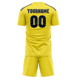 Custom Light Yellow Blue Soccer Jersey