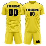Custom Light Yellow Navy Soccer Jersey