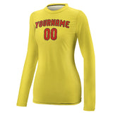 Custom Light Yellow Orange Red Women's Long-Sleeve Shirt