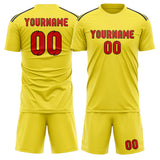 Custom Light Yellow Orange Red Soccer Jersey