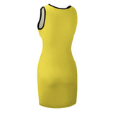 Custom Light Yellow Pink Sleeveless Vest Dress