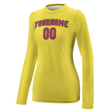 Custom Light Yellow Pink Women's Long-Sleeve Shirt