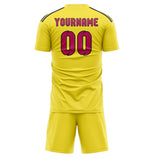 Custom Light Yellow Pink Soccer Jersey