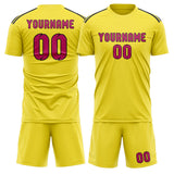 Custom Light Yellow Pink Soccer Jersey