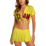 Custom Light Yellow Red Cheerleading Uniform Set