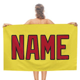 Custom Light Yellow Red Beach Towel