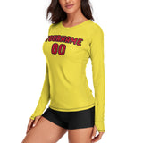 Custom Light Yellow Red Women's Long-Sleeve Shirt