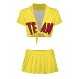 Custom Light Yellow Red Cheerleading Uniform Set