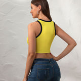 Custom Light Yellow Red Sleeveless Tank Top