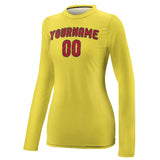 Custom Light Yellow Red Women's Long-Sleeve Shirt