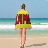 Custom Light Yellow Red Beach Towel