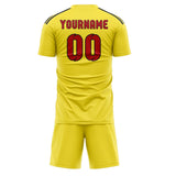 Custom Light Yellow Red Soccer Jersey