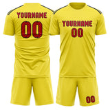 Custom Light Yellow Red Soccer Jersey