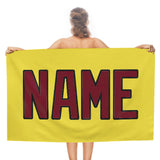 Custom Light Yellow Crimson Red Beach Towel