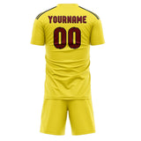 Custom Light Yellow Crimson Red Soccer Jersey