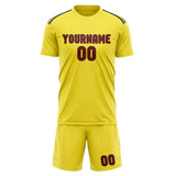 Custom Light Yellow Crimson Red Soccer Jersey