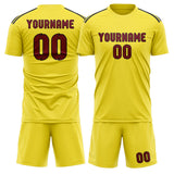 Custom Light Yellow Crimson Red Soccer Jersey