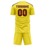 Custom Light Yellow Coral Red Soccer Jersey