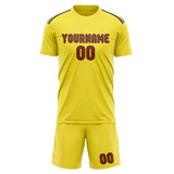 Custom Light Yellow Coral Red Soccer Jersey
